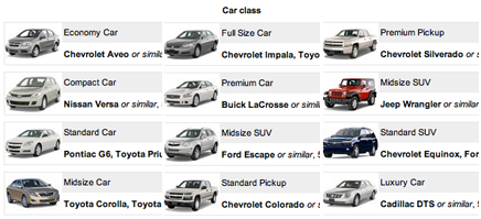 Maui Auto Rental Car Categories